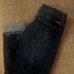 Dark denim, distressed KanCan jeans. Size 31